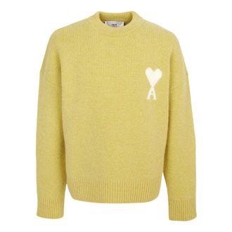 Ami Big Heart Logo Alpaca Crewneck Sweater Olive UKS836-KN0135-3993