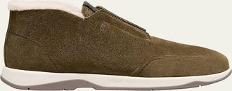 Berluti Mens Echappee Suede Shearling-Lined Slip-On Boots