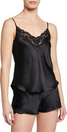Christine Lingerie Bijoux Short Lace-Trim Silk Pajama Set