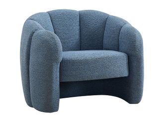 Vente-Unique Sill&oacute;n concha en chenilla azul DELIPO