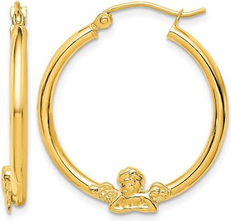 Diamond2Deal 10k Yellow Gold Angel Shape Huggie Hoop Earrings