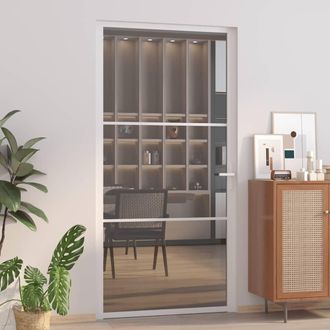 vidaXL Vidaxl - Puerta Interior Vidrio Egs Y Aluminio Blanco 102,5x201,5 Cm