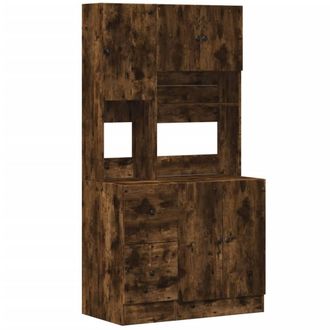 Berkfield Home Kitchen Cabinet Smoked Oak 95x50x180 cm Engineered Wood in Brown | Size: 95 x 50 x 180 cm