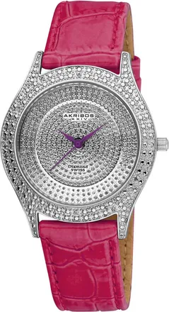 Akribos XXIV Akribos Xxiv Womens Leather Diamond Watch
