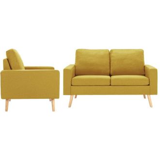vidaXL vidaXL Set Divani 2 pz in Tessuto Giallo