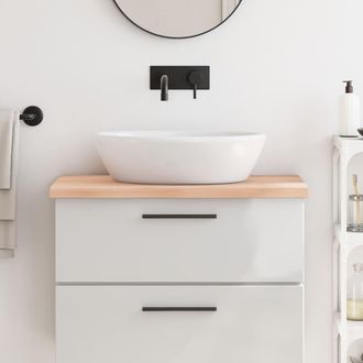 vidaXL Encimera De Ba&ntilde;o Madera Maciza Sin Tratar 80x50x(2-4) Cm Vidaxl