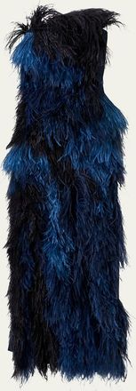 Akris Strapless Ostrich Feather Gown