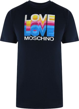 Moschino Love Moschino Marineblauw T-shirt Maat L Met Kleurrijk Love-logo