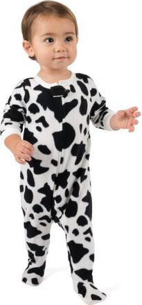 Leveret Footed Fleece Printed Matching Family Holiday Pajamas in Cow at Nordstrom, Size 12-18M