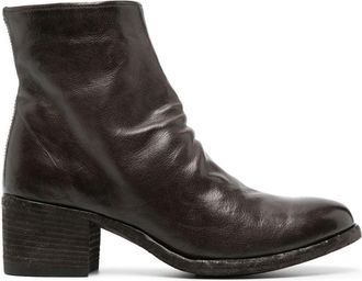 Officine Creative Denner block-heel leather boots - women - Buffalo Leather/Calf Leather/Calf Leather/Rubber - 38 - Brown