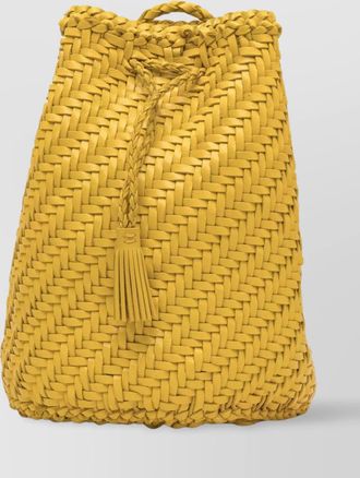 Dragon Diffusion woven texture tassel braided handles bucket bag
