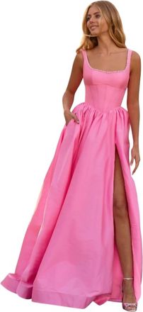 Sherri Hill A-Line Gown With Corset Bodice In Candy Pink