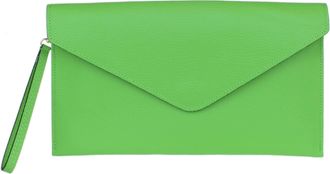 Girly HandBags Womens Italian Genuine Leather Envelope Clutch Bag (Lime Green)