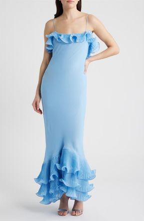 Delfi Delina Open Back Mermaid Gown in Baby Blue at Nordstrom, Size X-Large