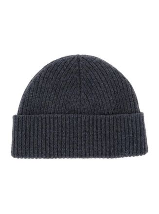 Ami Mens Beanie With Adc Embroidery, Grey Wool Hat