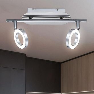 Globo Lighting Faretto da soffitto orientabile, cromato, faretto mobile, lampade da soffitto per soggiorno, led, 2x 5 watt, 700 lumen, bianco caldo, l 31,5