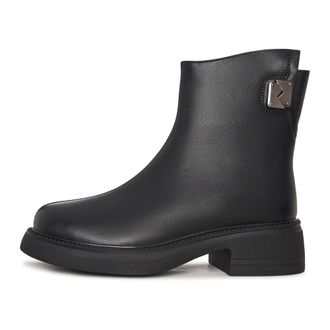 Cesare Gaspari Enkellaarsjes met Decoratieve Gesp - Dames - Enkellaarsjes - Zwart - 38 EU - Wol - Schoenen