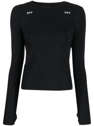 Off-white Top met logoprint - Zwart