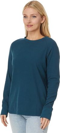 L.L.Bean Unshrinkable Mini-Waffle T-Shirts Long-Sleeve Crew Neck Womens Clothing Deep Admiral Blue : MD, Cotton