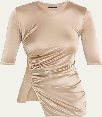 Giorgio Armani Draped Jersey Short-Sleeve Top