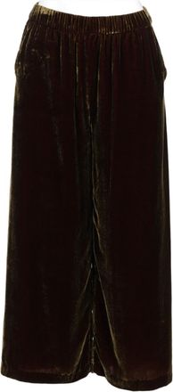 P.A.R.O.S.H. Velvety Brown Pants with Relaxed Fit and Subtle Sheen