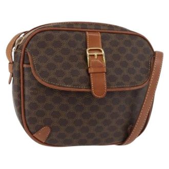Celine Pre-owned Cross Body Bags, female, Brown, Size: ONE SIZE Pre-owned Macadam Canvas Shoulder Bag