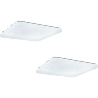 Loops 2 PACK Wall Flush Ceiling Light White Shade White With Crystal Effect LED 33.5W