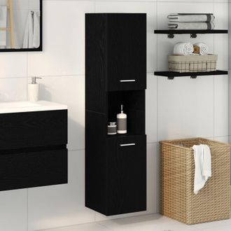 vidaXL Mobile da Bagno Rovere Nero 30 x 30 x 130 cm Legno multistrato - Vidaxl