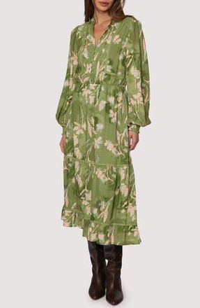 Lost + Wander Serene Majesty Long Sleeve Midi Dress in Green-Floral at Nordstrom Rack, Size Large