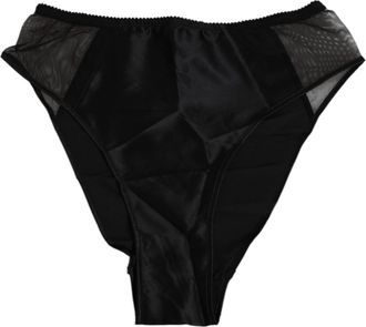 Dolce & Gabbana Black Silk Stretch High Waist Panty Womens Underwear