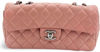 Chanel Classic Single Flap Quilted Lambskin Pink Leather Handbag (Pre-Owned)