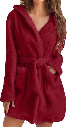 Generic IQYU Womens Short Bathrobe Terry Towelling Sauna Gown XXXL Dressing Gown Fluffy with Belt Bathrobes Cuddly Thin Sauna Gown Microfibre Soft House Coat 
