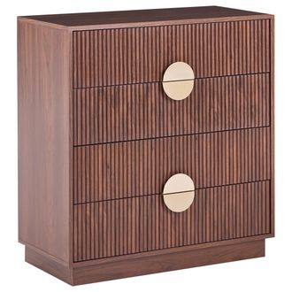 Beliani C&oacute;moda De 4 Cajones Estilo Moderno Frente Acanalado De Mdf Sal&oacute;n Dormitorio Marr&oacute;n Oscuro Numurkah