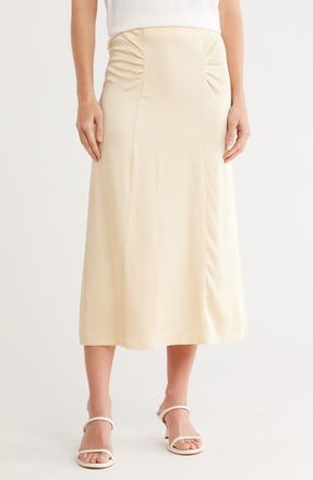 BOSS Vaniki Satin Midi Skirt in Open Beige at Nordstrom Rack, Size 12