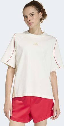 adidas T-Shirt ADIDAS SPORTSWEAR W STADIUM TEE, Damen, Gr. XXL, sanftes wei&szlig;, pure ruby, crystal linen, Obermaterial: 100% Baumwolle, normal, Rundhals, Shirt