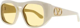 Valentino Unisex Gold Tone Rectangular Sunglasses VLS179C