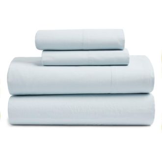 Nordstrom Organic Cotton Percale Sheet Set in Blue Drift at Nordstrom Rack, Size King