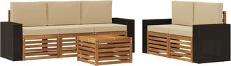 vidaXL Vidaxl Conjunto De Sof&aacute;s De Exterior 6 Uds. Natural Y Beige