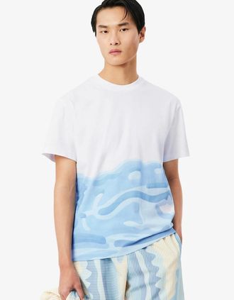 Lacoste Mens Lacoste Printed Cotton T-Shirt - White - Size: 4 medium