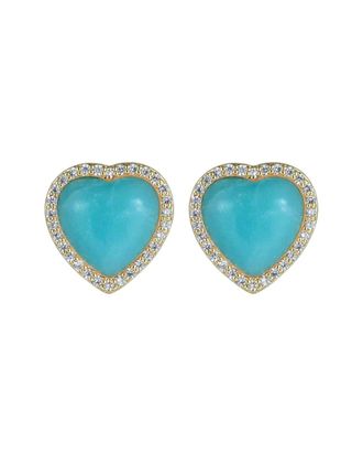 Liv Oliver 18K Plated 13.50 Ct. Tw. Amazonite Cz Amazonite Love Post Earrings