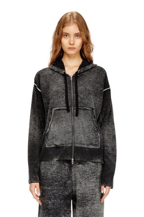 Diesel Reverse-print hooded cardigan in wool - Knitwear - Woman - Multicolor