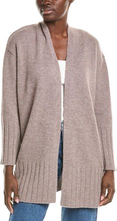 Forté Cashmere Easy High Rib Wool & Cashmere-Blend Cardigan
