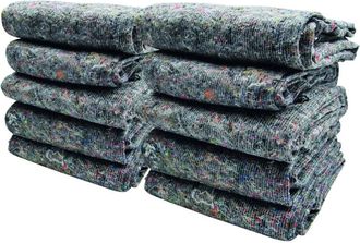 Relaxdays Lot De 10 X Couvertures De D&eacute;m&eacute;nagement Pour Travaux, Transport, Stockage, Non-tiss&eacute; Recycl&eacute;, Protection 150x200, 1500x2000mm, Gris