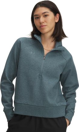 Under Armour Womens Rival Fleece Half Zip Sweatshirt, (587) Jasper Blue Light Heather / / Jasper Blue, S