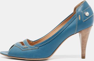 Tod's Tods Blue Leather Peep Toe Pumps
