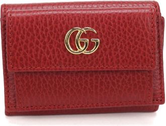 Gucci Red Color Leather Wallet (Tri-Fold) (Pre-Owned)