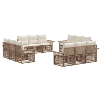 vidaXL Conjunto De Sof&aacute;s De Jard&iacute;n 12 Pcs Beige Rat&aacute;n Sint&eacute;tico Vidaxl