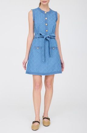 ZOE AND CLAIRE Belted Denim Jacquard Minidress at Nordstrom, Size X-Small