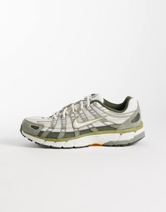 Nike P-6000 - Sneakers in camoscio beige e verde kaki-Bianco