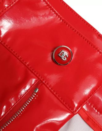 Dolce & Gabbana Red High Waist Skinny Trouser Shiny Womens Pants (Pre-Owned)